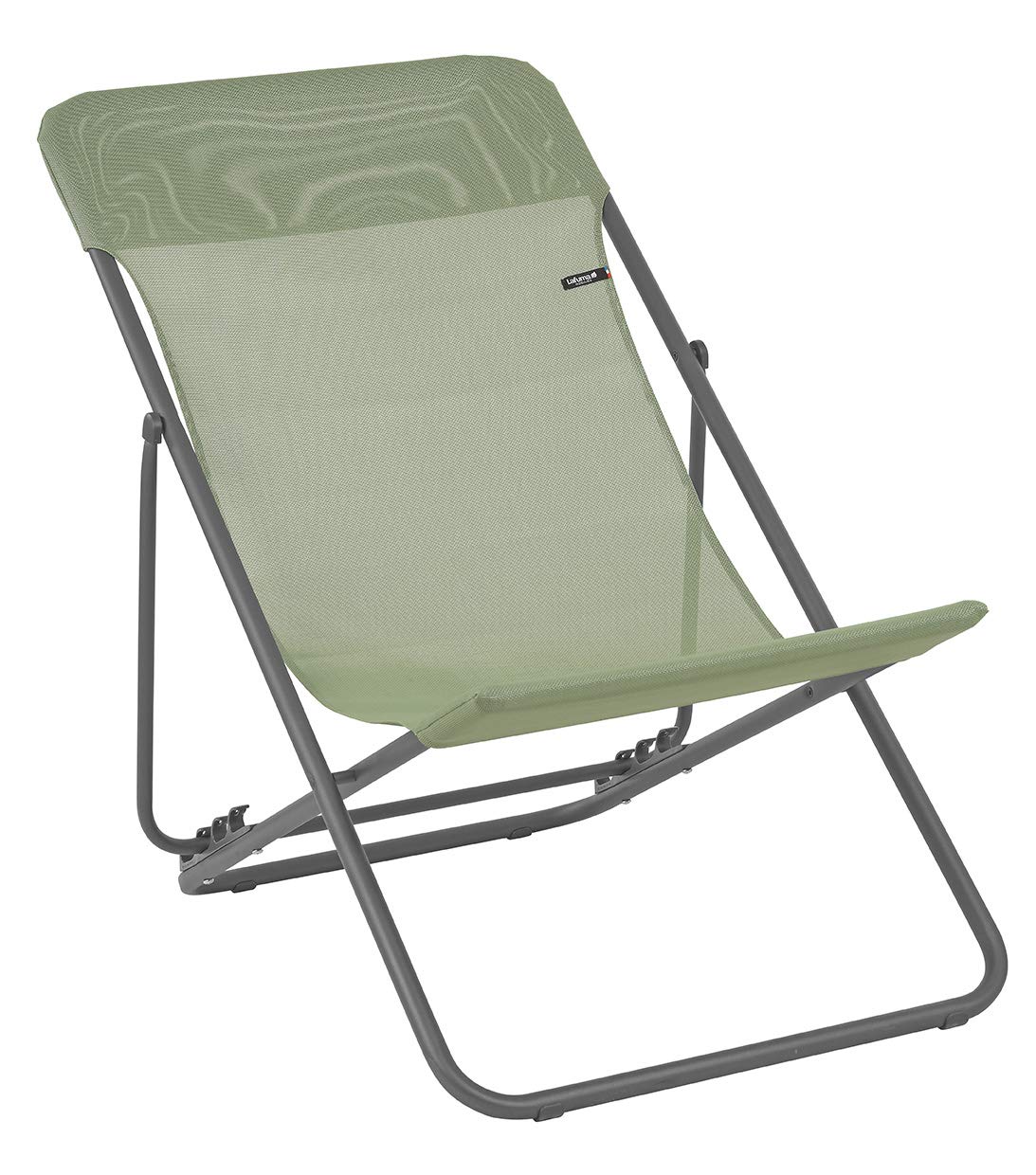 HomeRoots Frame: Powder Coated Finish (100% Polyester Powder Folding Sling Chair - Set of 2 - Basalt Steel Frame - Moss Fabric