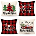 4Th Emotion Buffalo Check Christmas Pillow Covers 16X16 Set Of 4 Red Black Farmhouse Christmas Decorations Winter Holiday Decor
