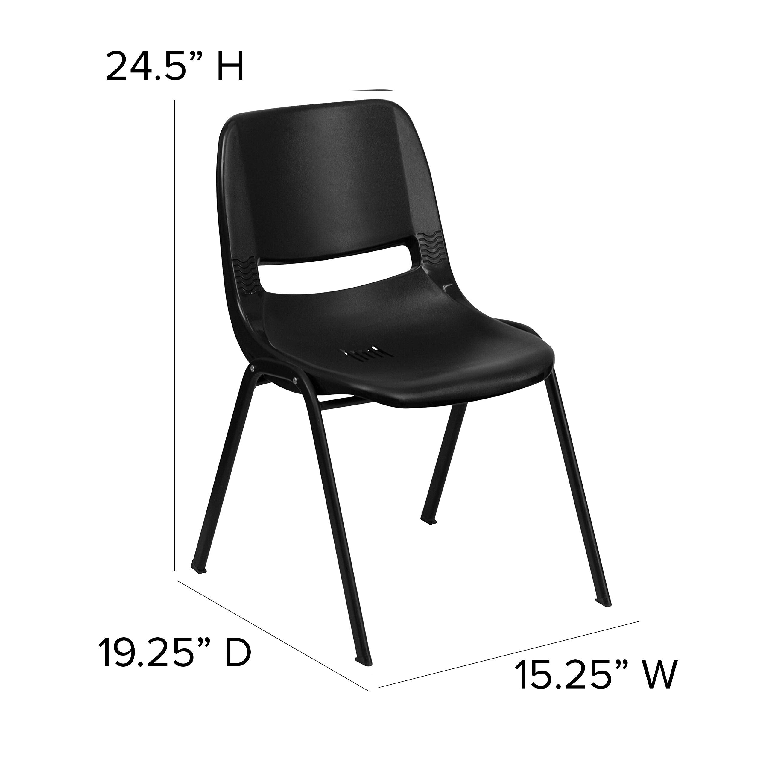 Flash Furniture HERCULES Series 440 lb. Capacity Kid's Black Ergonomic Shell Stack Chair with Black Frame and 14&quot; Seat Height