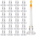 24 Pack Clear Glass Taper Candle Holders, 2.5 Inch Small Candlestick Stands for for Candle Sticks Christmas Party Living Room Di