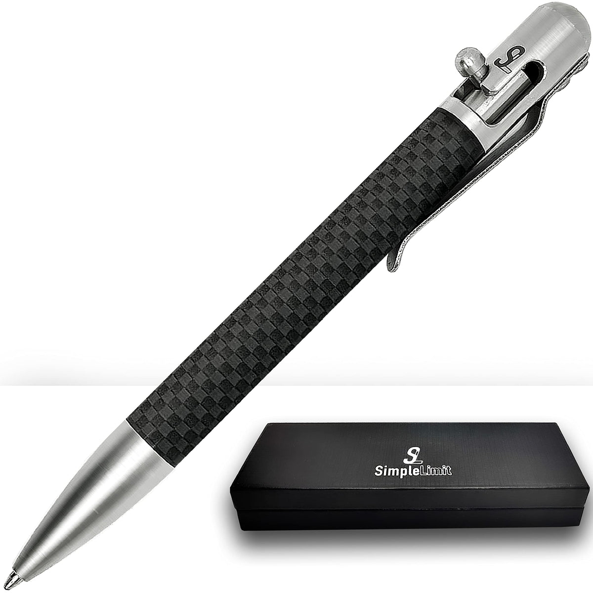 Sl Simple Limit Bolt Action Pen Carbon Fiber With Gift Box- Luxury Ballpoint Pen -Nice Pens Giftable Pen - Office For Men & Wome