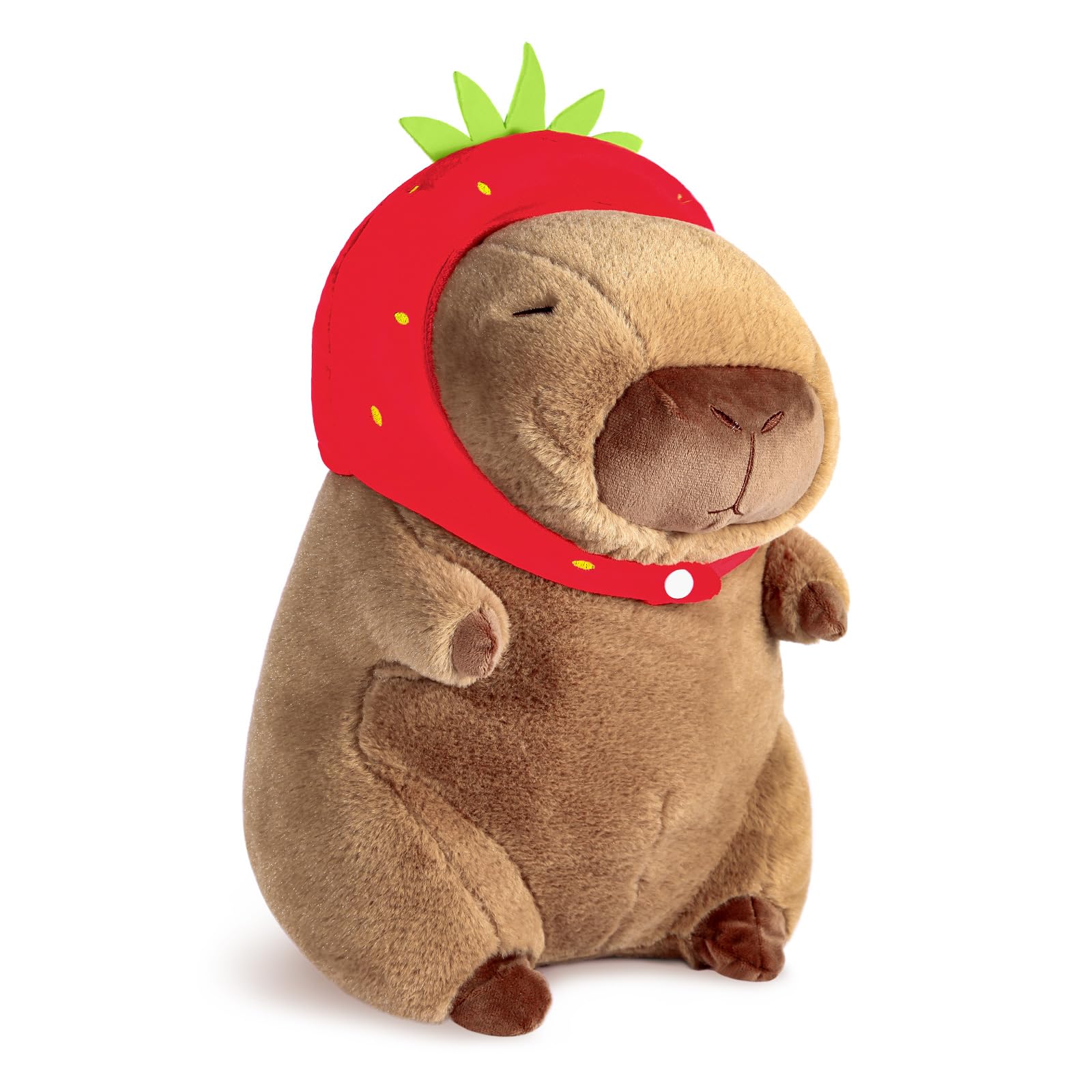 Loskv Cute Capybara Plush With Strawberry Hat Soft Capybara Stuffed Animals Capybara Hugging Gifts Capybara Doll Pillow For Kids