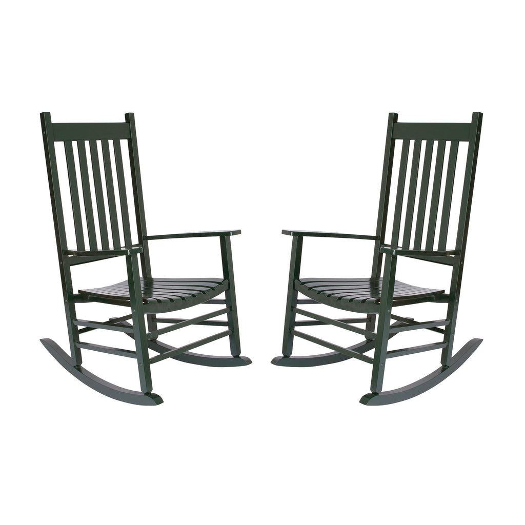 Shine Company Vermont Rocking Chairs, Outdoor Front Porch Rocker Set Of 2, Dark Green