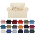 2025 New Stretch Chair Sofa Slipcovers Couch Cover For 1 Seater Furniture Protector Sofa Covers With Elastic Bottom Jacquard Fabric Small Checks For Pets, Kids - Beige
