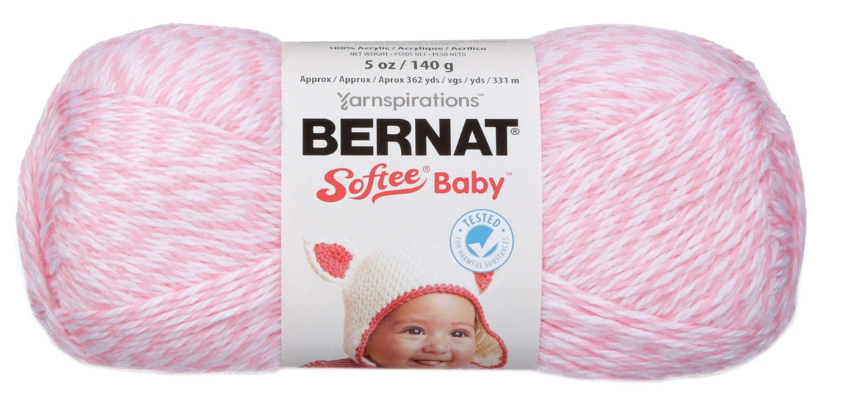 Bernat Softee Baby Yarn, 5 Oz, Gauge 3 Light, Baby Pink Marl
