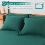 Cosybay Bed In A Bag King Comforter Sets 7Pcs All Season Solid Down Alternative Bedding Sets Dark Green With Comforter, Pillow S