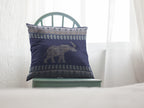 HomeRoots 16â€ Navy Ornate Elephant Suede Throw Pillow