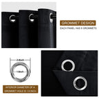Dwcn Velvet Blackout Curtain Panels - Black Grommet Top Thermal Insulated Bundleable Window Treatment Set Home Decor Modern Curt