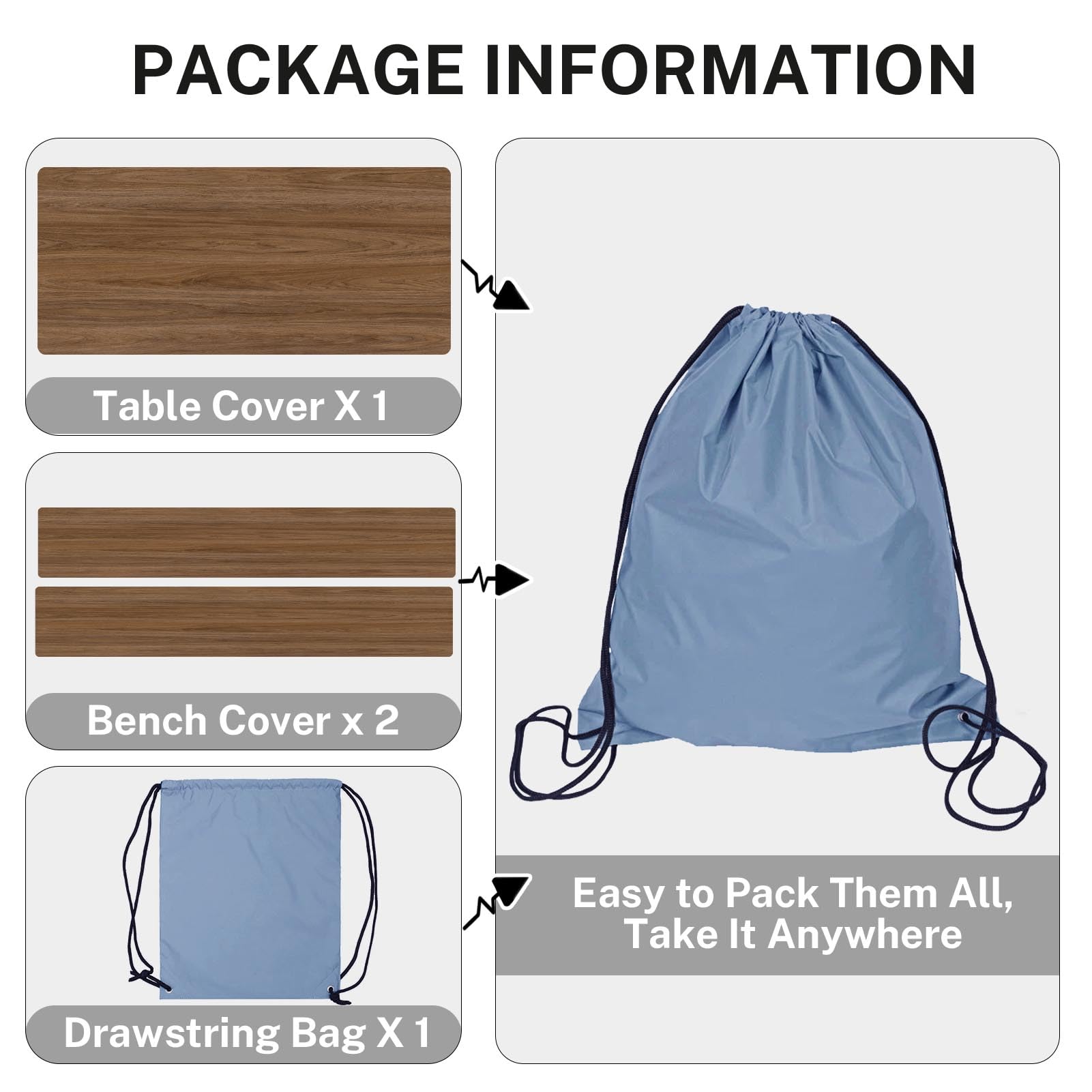 Britown Picnic Table Cover With Bench Covers Elastic Edges, Wooden Brown Fitted Table Cover, Outdoor Patio Camping Essentials 72
