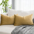 Quafoo Khaki Decorative Lumbar Velvet Throw Pillow Covers 16X24 Inch Set Of 2 With Zipper Luxury Soft Solid Rectangle Cushion Co