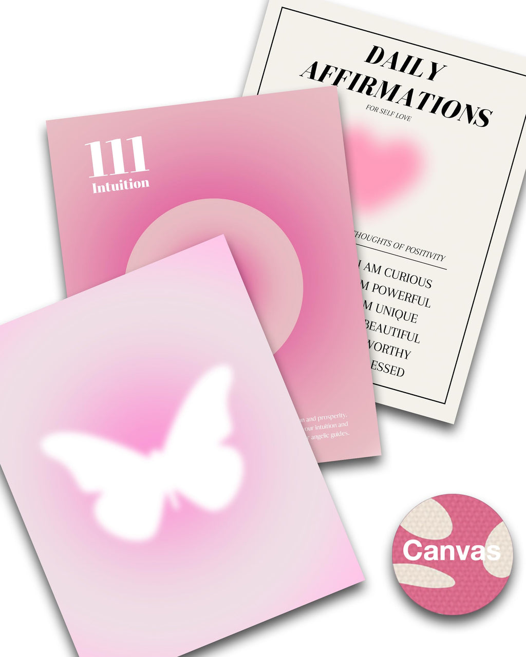 HesenDot Retro Gradient Wall Art Decor Set of 3,Pink Aura Poster,Affirmation Poster,12X16in Truly Quality Canvas Wall Art Pictur