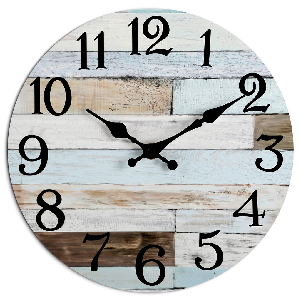 KECYET Wall Clock - 16 Inch Large Silent Non-Ticking Wall Clocks Battery Operated Coastal Country Style Decorative for Living Ro