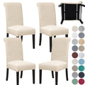 Springrico 4 Pack Dining Room Chair Covers With Seat Belt, Stretch Parsons Chair Slipcover Washable Kitchen Dining Chair Cover R