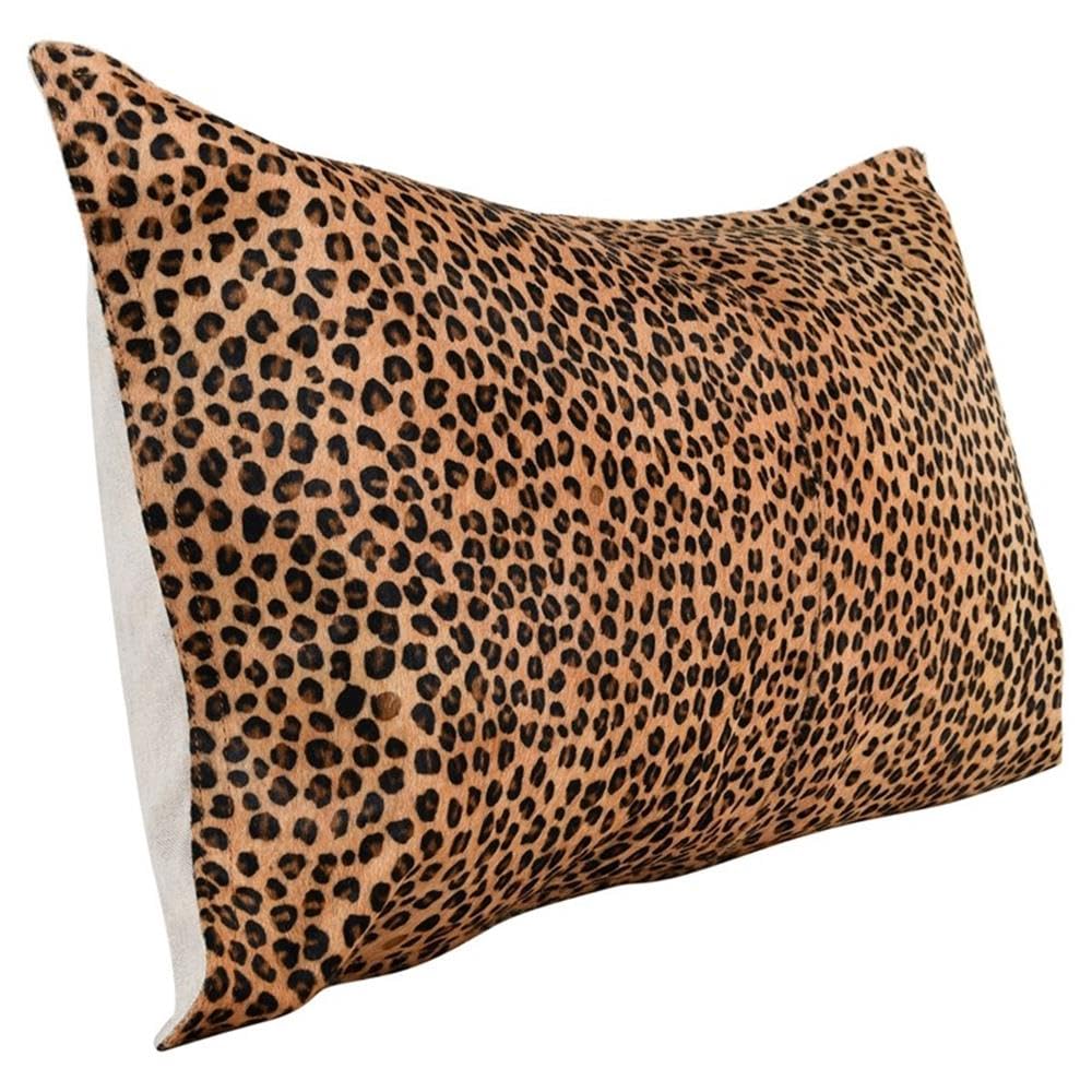 Kosas Home Leopard 14X26 Transitional Leather Throw Pillow In Camel Brown/Black