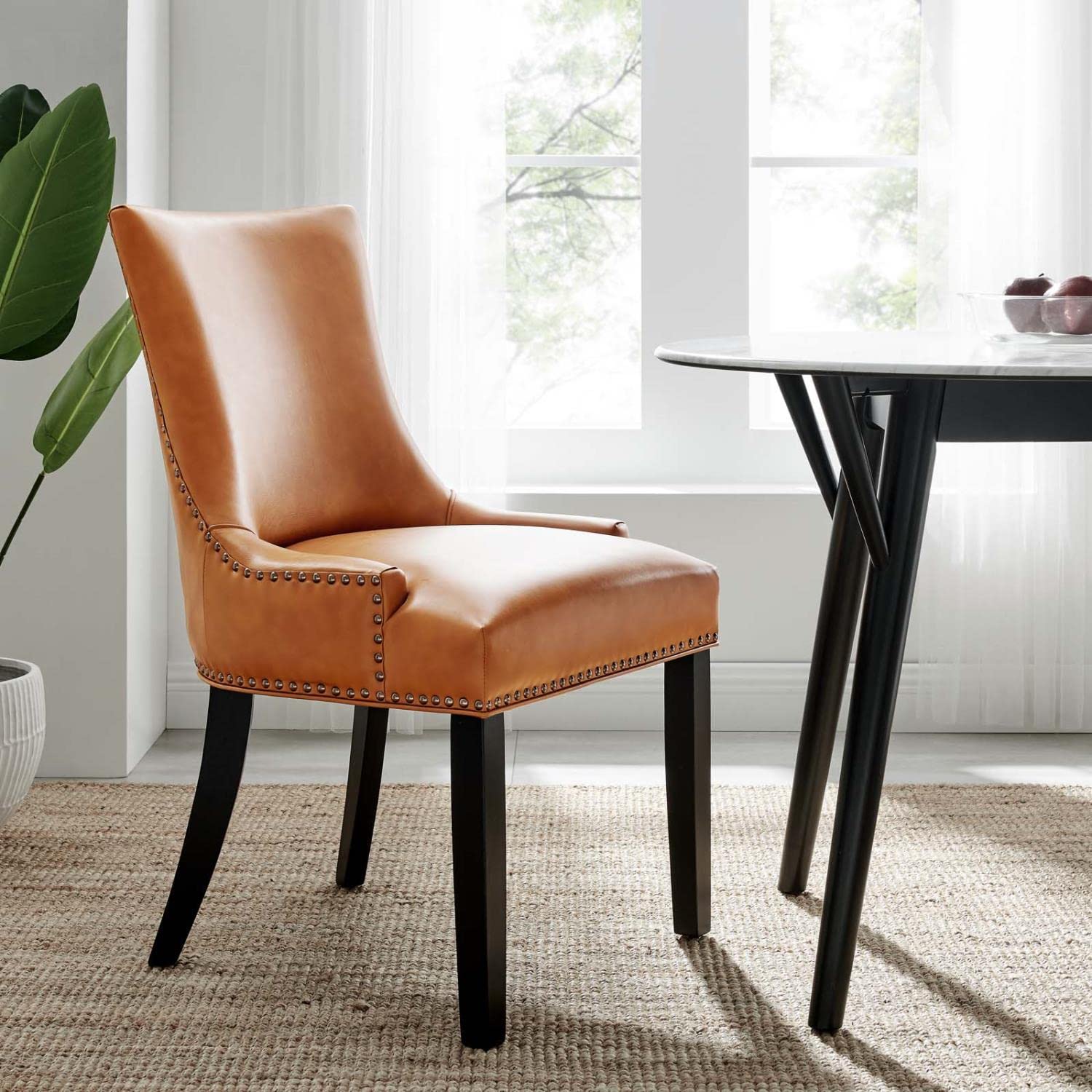 Modway Marquis Vegan Leather Dining Chair In Tan