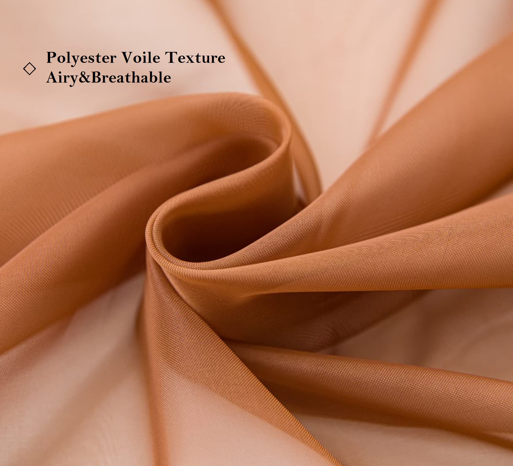 Pi Sheer Curtains 63 Inches Long With Grommet,Vertical Voile Sheer Window Treatment For Kitchen/Office 2 Panels (W52 X L63, Brown)