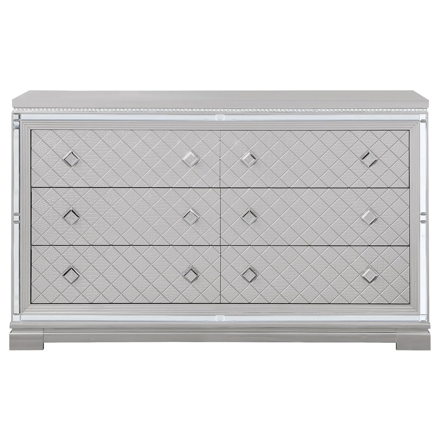 Coaster Eleanor Contemporary 6-Drawer Wood Dresser in Silver