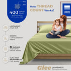 Thread Spread 100% Cotton Full Size Sheets Set - 400 Thread Count 4 Pc Cotton Sheet Set - Soft, Breathable Cooling Sheets - Deep Pocket Full Size Cotton Bedsheets - Sateen Weave Bedsheet (Sage Green)