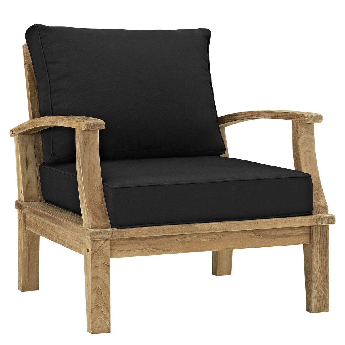 LexMod Marina Outdoor Patio Teak Armchair, Natural Black