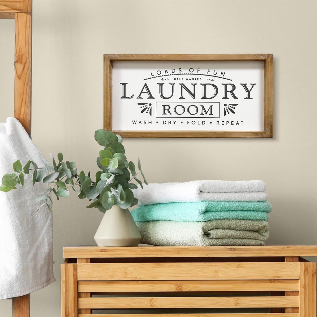 Macvad Laundry Signs For Home Decor Loads Of Fun Laundry Room Wooden Sign