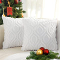 Decoruhome Christmas Decorative Throw Pillow Covers 20X20, Soft Plush Faux Wool Couch Pillow Covers For Home, Set Of 2, White