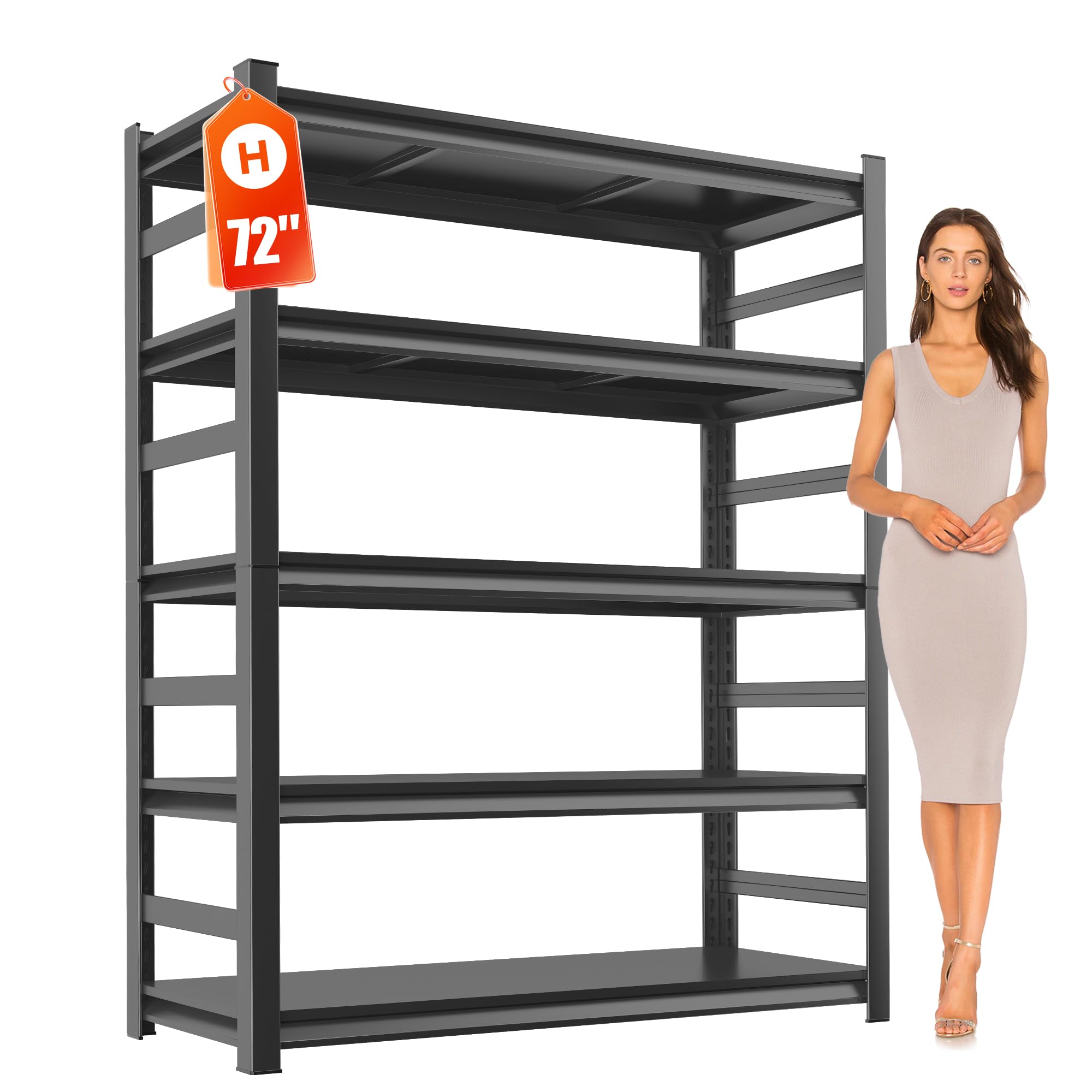 Metal Garage Shelving Unit, Heavy Duty 5-Tier Adjustable Storage Rack, Steel Shelving, 3000 lbs Capacity, Industrial Shelves for