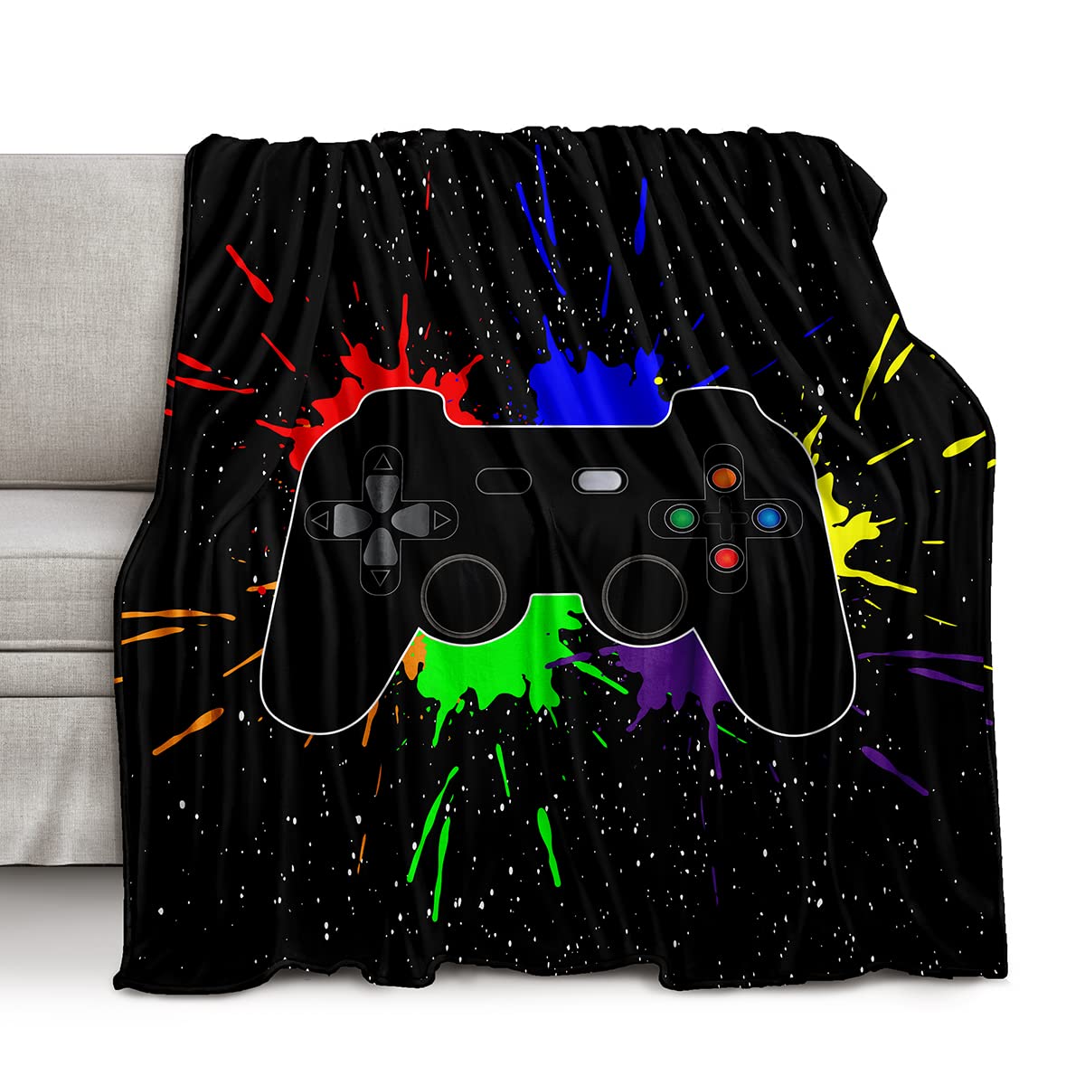 Lirs Bedding Gaming Throw Blanket 80' X 60 Super Soft, Fleece, Gamer Gift For Couch Sofa For For Kids Boys Teens Video Game (Mt