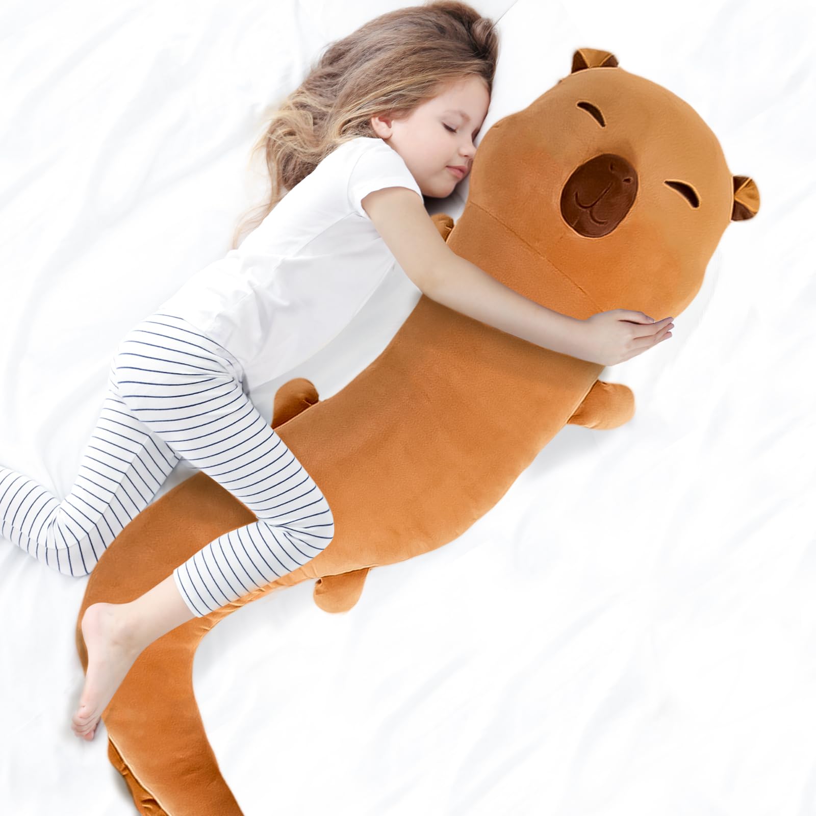 48 inch Giant Capybara Plush Stuffed Animal, Big Capybara Glow in The Dark Fluorescent Plushies Pillow Toy, Jumbo Cute Capibara 