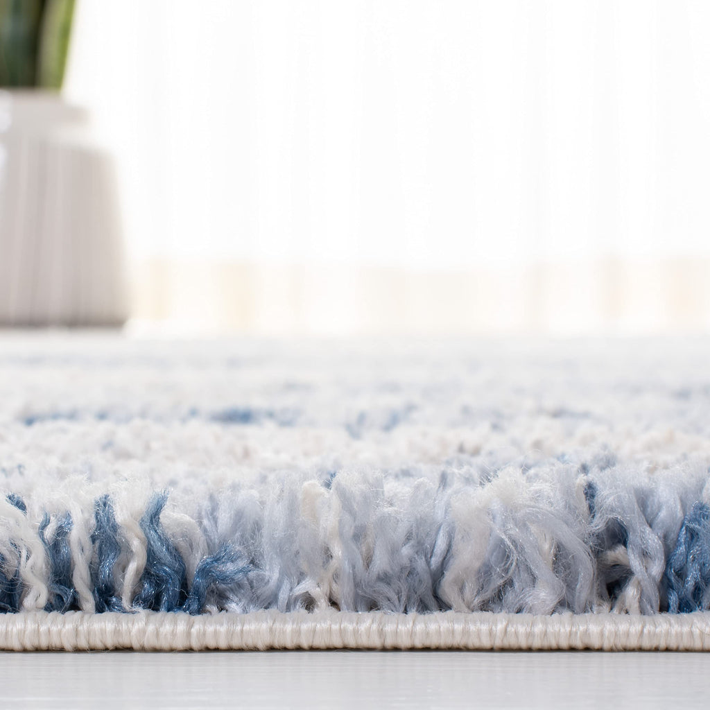 Safavieh Berber Shag Collection Runner Rug - 2' X 6', Beige & Blue, Modern Abstract Design, Non-Shedding & Easy Care, 1.2-Inch T