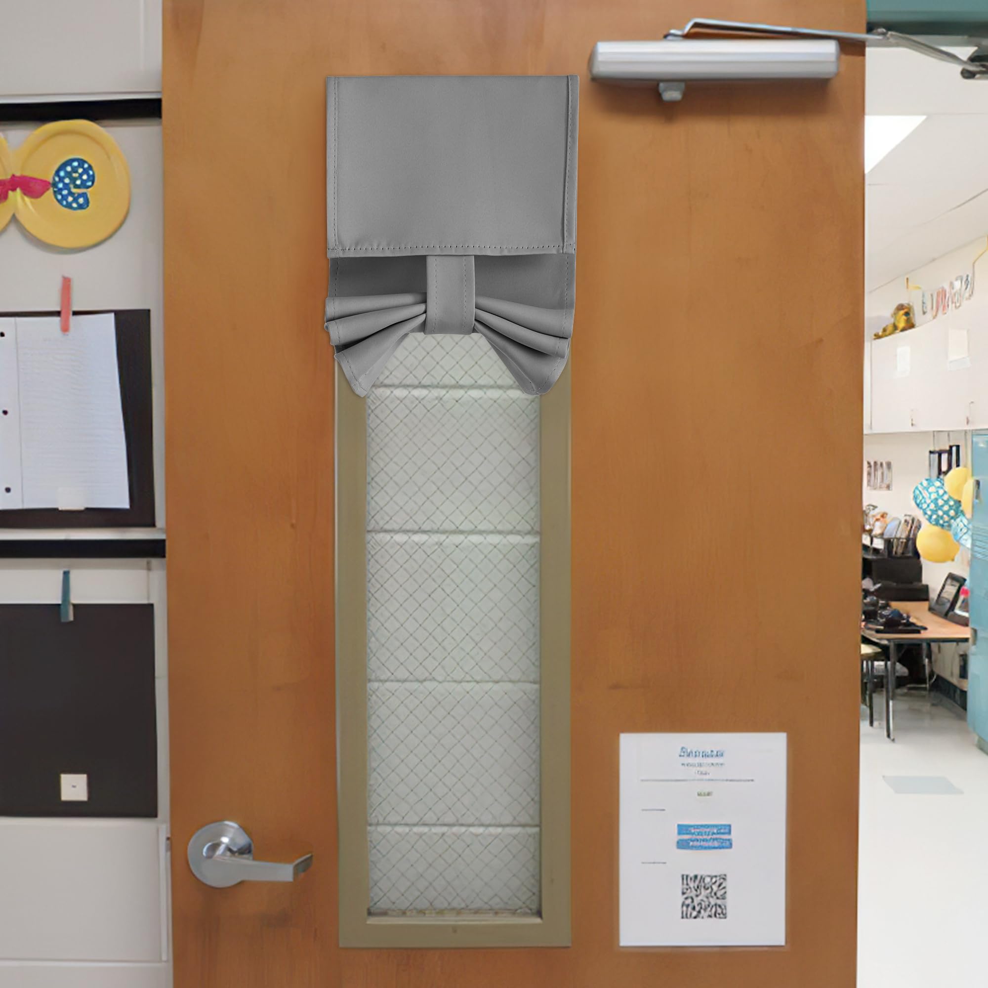 Nicetown Classroom Door Window Cover, Privacy Blackout Shades For Classroom Windows And Doors Cover Lockdown Shades, Room Darkening Design Blocks Views, W8 X L36 Inches Long, 1 Panel, Silver Grey