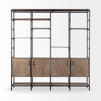 HomeRoots Medium Brown Wood and Metal Multi Shelves Shelving Unit