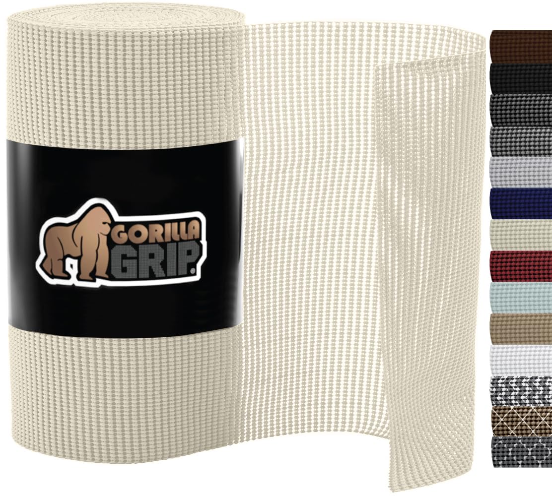 Gorilla Grip powerGRIP Drawer Shelf and Cabinet Liner, Thick Strong Hold, Non-Adhesive Liners Protect Kitchen Cabinets and Cupbo