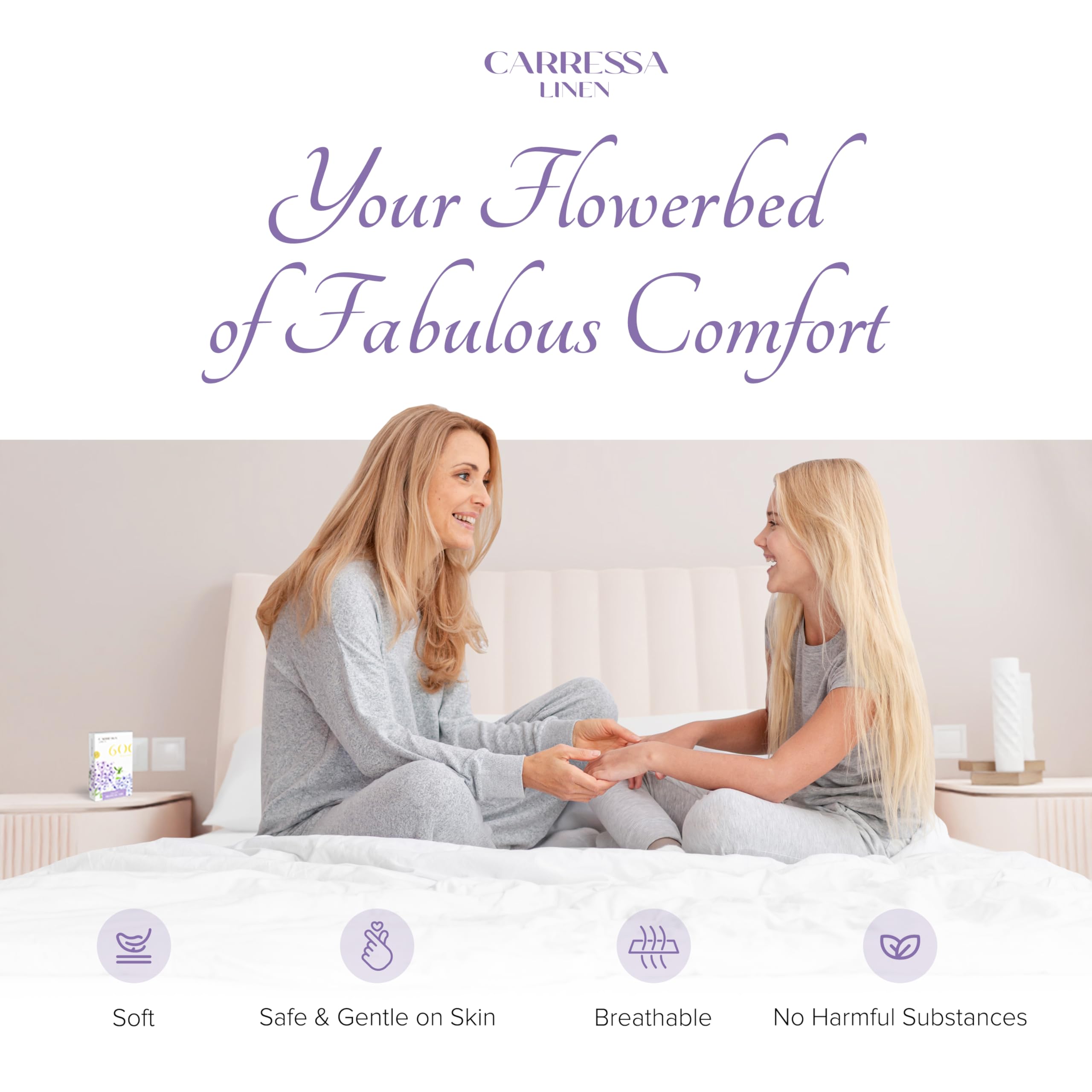 Carressa Linen 100% Egyptian Cotton Pillow Cases Set Of 2-600 Thread Count Light Blue Standard/Queen Pillowcase For Sleeping, So