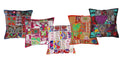 Rastogi Handicrafts Embroidered Sari Patchwork Cushion Cover Handmade Patchwork Cushion Pillow, Sari Patch Throw Pillow Indian E