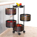 Orvyn Living Home Storage Rack | Round Multipurpose Storage Trolley With Wheels | Rotating Vegetable Kitchen Rack | Kitchen Cabi