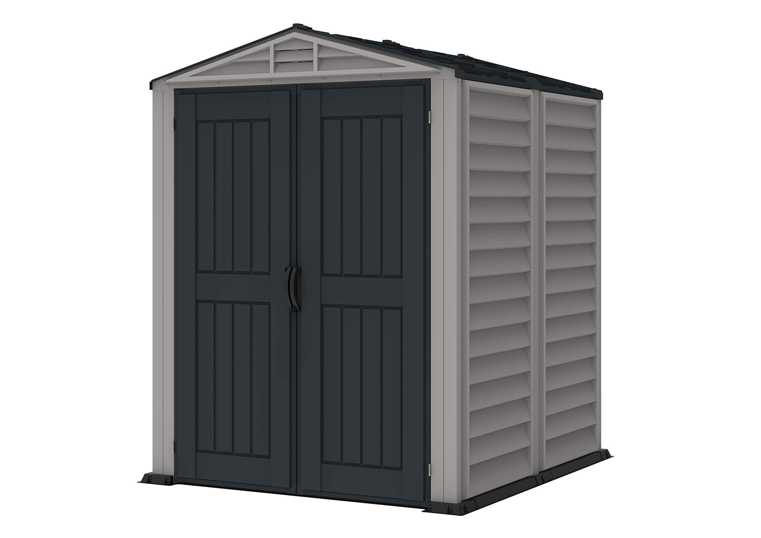Duramax 35525 Yarmate Plus Outdoor Vinyl Storage Shed, Adobe/Gray
