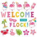 Whaline 59Pcs Flamingo Cutouts Flamingo Classroom Decor Welcome To The Flock Tropical Beach Cutouts Back To School Summer Bullet