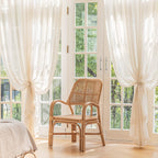 Fmfunctex Linen Sheer Pinch Pleated Curtains For Living Room, Linen Flax Beige 96 Inches Long Sheer Curtain Panels For Bedroom,