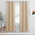 PONY DANCE Beige Window Curtains - Home Decoration Solid Window Treatments Room Darkening Thermal Insulated Blackout Draperies P