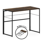Furinno Riau No Tool/No Assembly/Folding Metal Frame Computer Desk, Rustic Oak/Black, 39 Inch