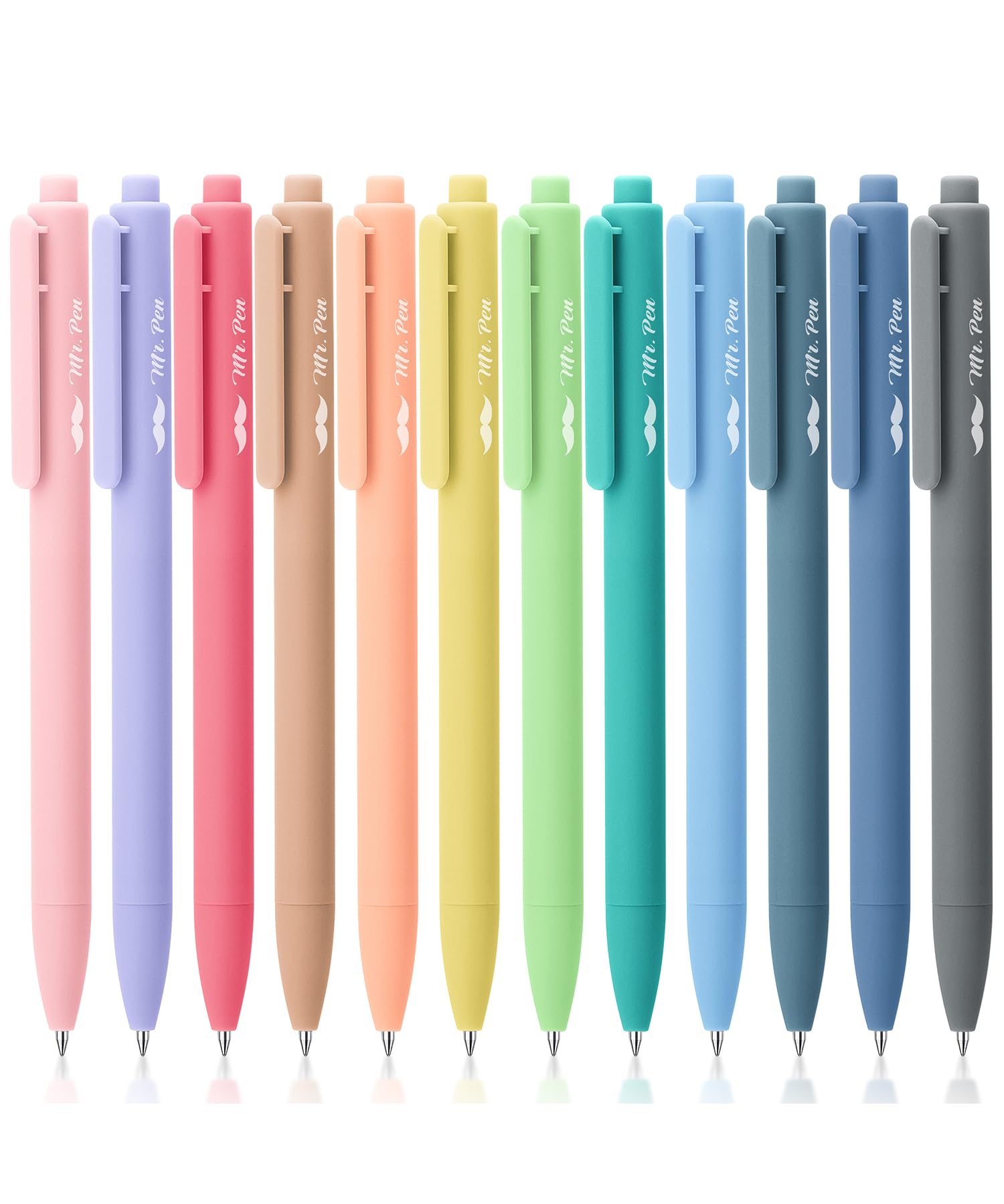 Mr. Pen- Retractable Gel Pens, 12 Pack, Blue Ink, Celestial Color Barrels Gel Pens, Gel Pens Fine Point 0.5Mm, Retractable Pens,