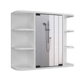 Mirrored 19H Medicine Cabinet, 6 External Shelves, 3 Interior Shelves, White