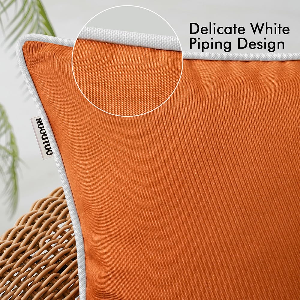 Miulee Pack Of 2 Outdoor Waterproof Pillow Covers Decorative Farmhouse Throw Pillow Covers Square Solid Color Couch Pillow Covers For Patio Tent Bed Sofa Living Room 18X18 Inch Orange