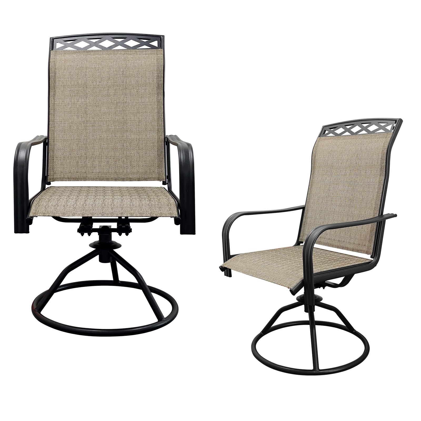Shgj&Soft Patio Swivel Chairs Set Of 2, Waterproof Outdoor Dining Chairs With All-Weather Textilene Mesh For Deck, Garden, And B