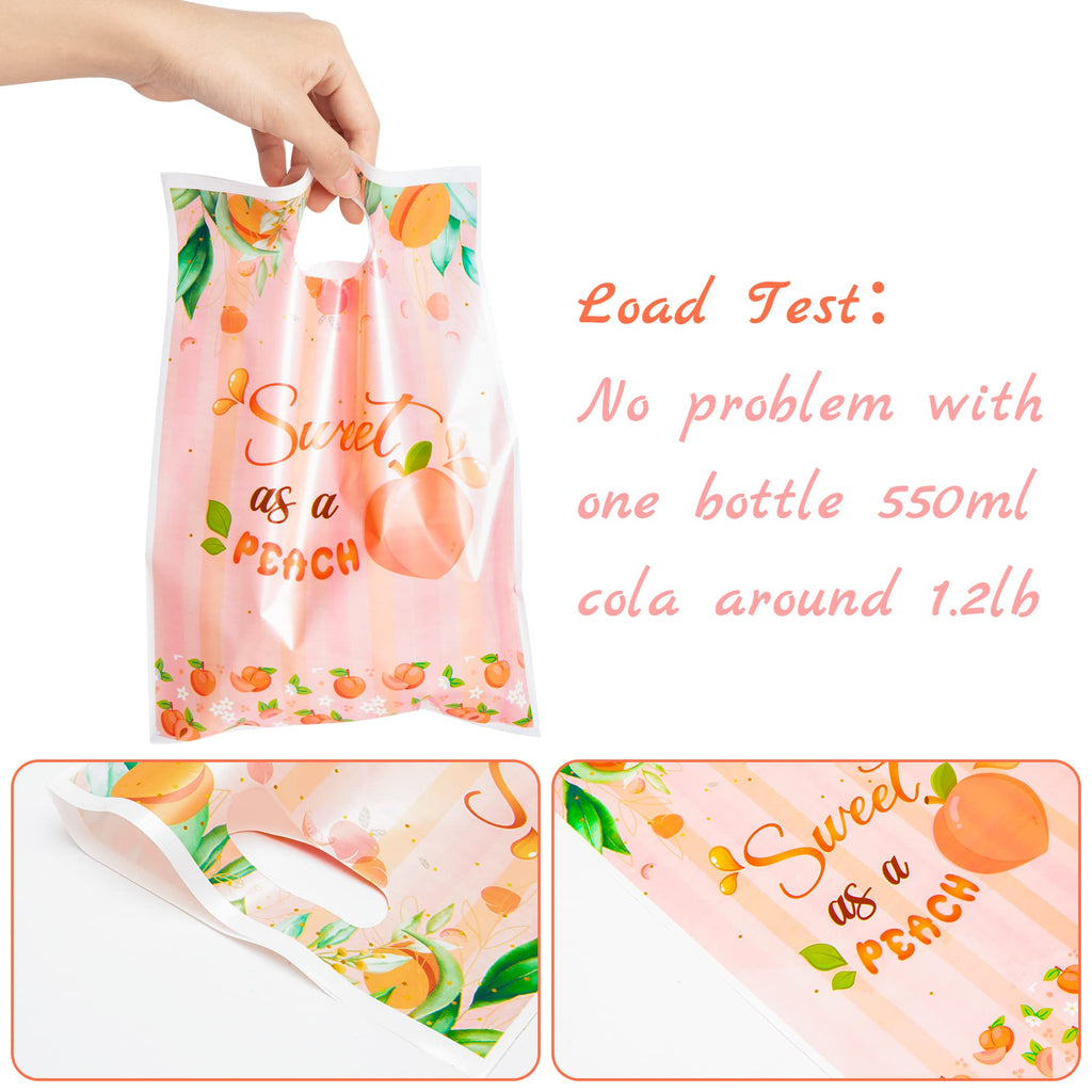 Haooryx 50Pcs Sweet As A Peach Party Favor Bags, Plastic Goodie Candy Bag Gift Wrapping Bags Birthday Gift Accessories Treat Bag