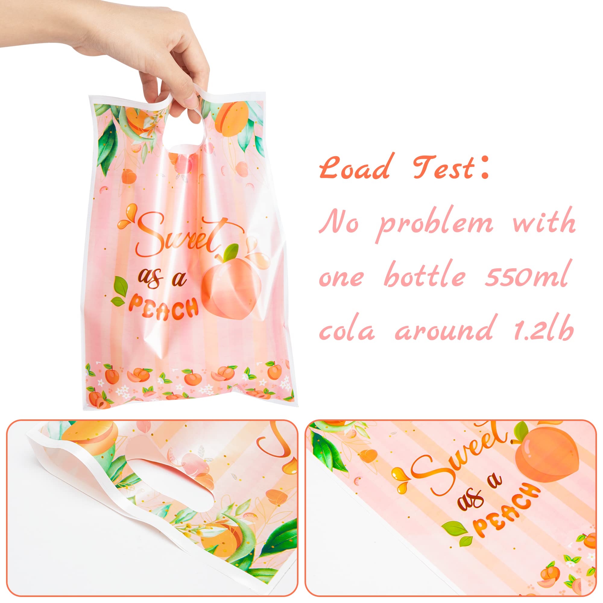 Haooryx 50Pcs Sweet As A Peach Party Favor Bags, Plastic Goodie Candy Bag Gift Wrapping Bags Birthday Gift Accessories Treat Bag