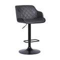 Armen Living Toby Faux Leather Swivel Barstool, Adjustable, gray and Black