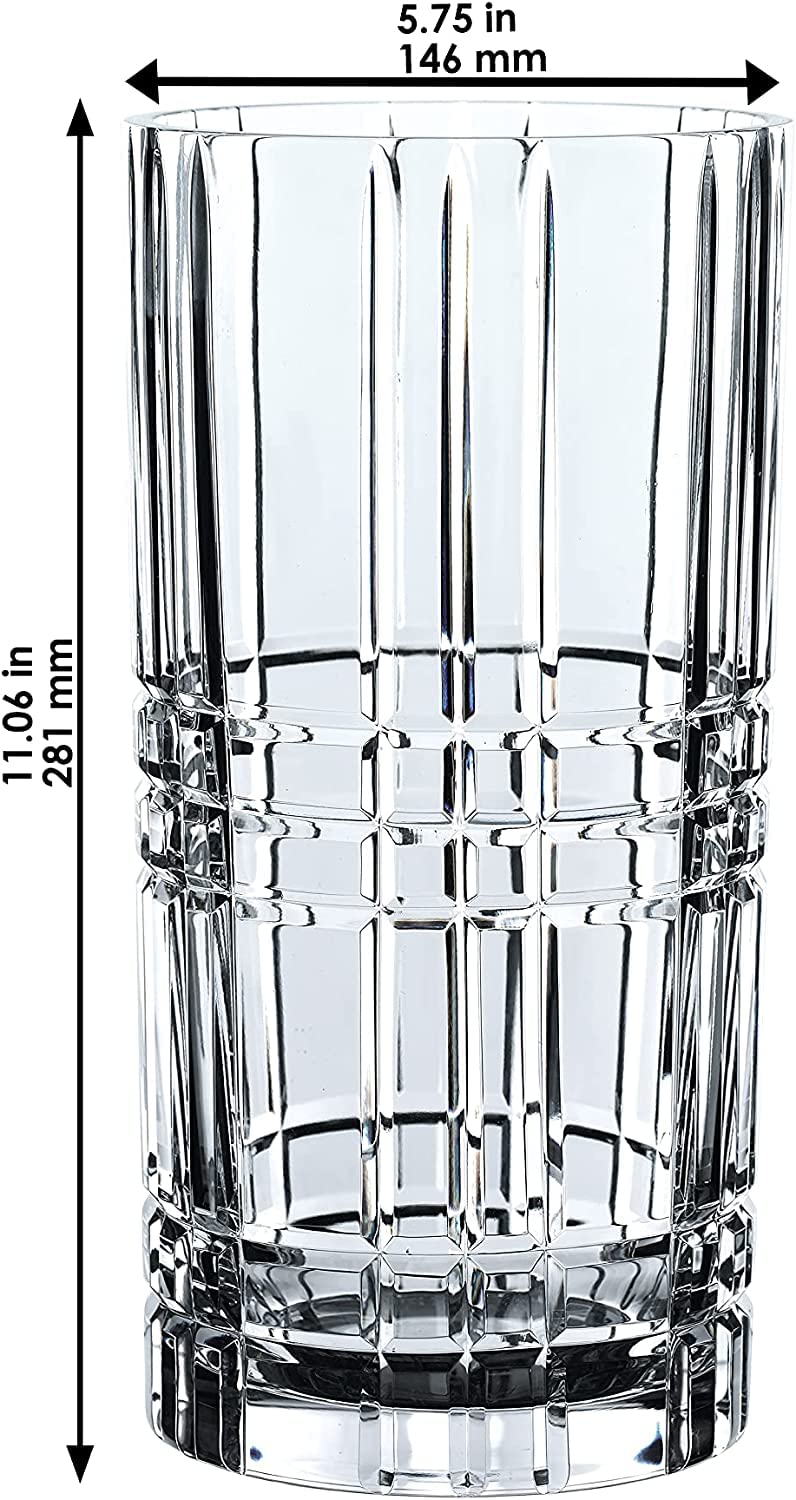 Nachtmann Square Collection, 11'' Glass Vase, Modern Geometric Design, Bavarian Crystal, Clear, Dishwasher Safe