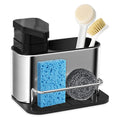 Estervig Kitchen Sink Organizer Caddy  3 in 1 Stainless Steel Sink Caddy with Soap Dispenser, Sponge Rack, and Brush Holder Mul