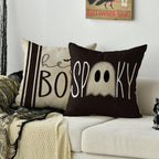 Avoin Colorlife Halloween Hey Boo Cute Ghost Spooky Throw Pillow Covers, 18 X 18 Inch Horror Scary Cushion Case For Sofa Couch S